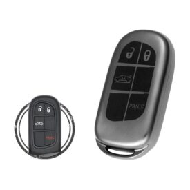 TPU Key Fob Cover Case For Jeep Dodge Chrysler Smart Key Remote 4 Button BLACK Metal Color
