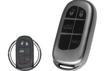 TPU Key Fob Cover Case For Jeep Dodge Chrysler Smart Key Remote 4 Button BLACK Metal Color