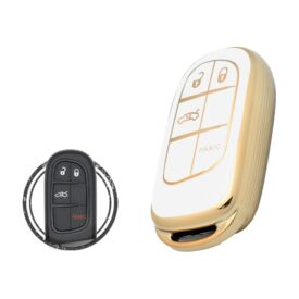 TPU Key Cover Case For Jeep Dodge Chrysler Smart Key Remote 4 Button WHITE GOLD Color