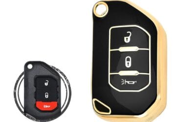 Coque en TPU pour clé pliante intelligente Jeep Wrangler Gladiator 3 boutons Couleur noir et or