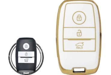 TPU Key Cover Case For KIA Soul Sorento Sportage Smart Key Remote 3 Button WHITE GOLD Color