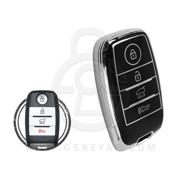 TPU Key Cover Case For KIA Soul Forte Sorento Sedona Smart Key Remote 4 Button Black Chrome Color