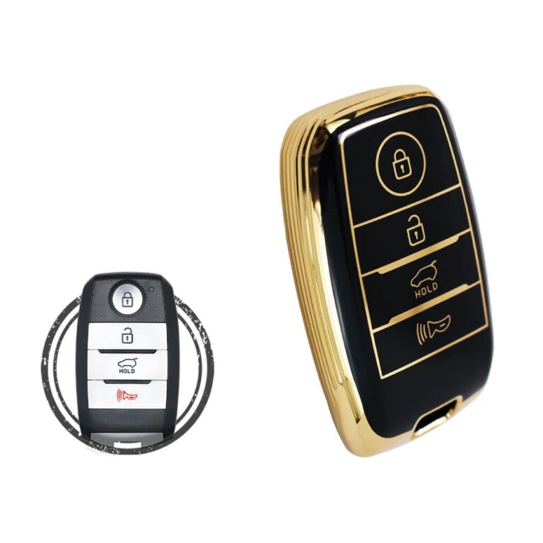 TPU Key Cover Case Protector For KIA Soul Forte Sorento Sedona Smart Key Remote 4 Button BLACK GOLD Color