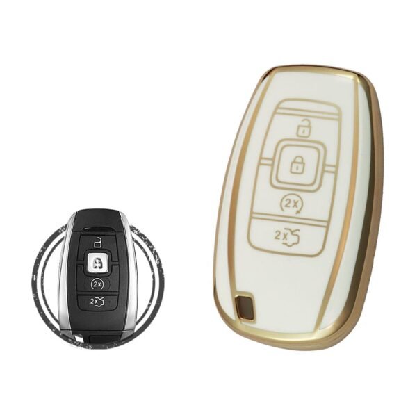TPU Key Cover Case For Lincoln MKZ MKX MKC Smart Key Remote 4 Button WHITE GOLD Color