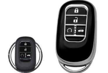 TPU Key Cover Case For 2023 Honda Smart Key Remote 4 Button Black Chrome Color