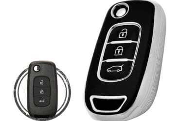 TPU Key Cover Case For Renault Dacia Flip Key Remote 3 Button Black Chrome Color