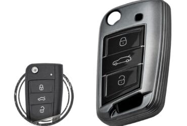 TPU Key Cover Case For Volkswagen VW MQB Flip Key Remote 3 Button BLACK Metal Color