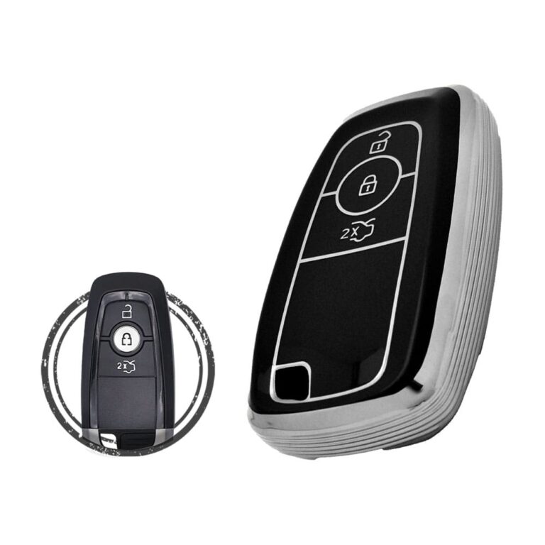 TPU Key Cover Case For Ford Edge S-Max Galaxy Smart Key Remote 3 Button Black Chrome Color