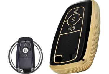 TPU Key Cover Case For Ford Edge S-Max Galaxy Smart Key Remote 3 Button BLACK GOLD Color