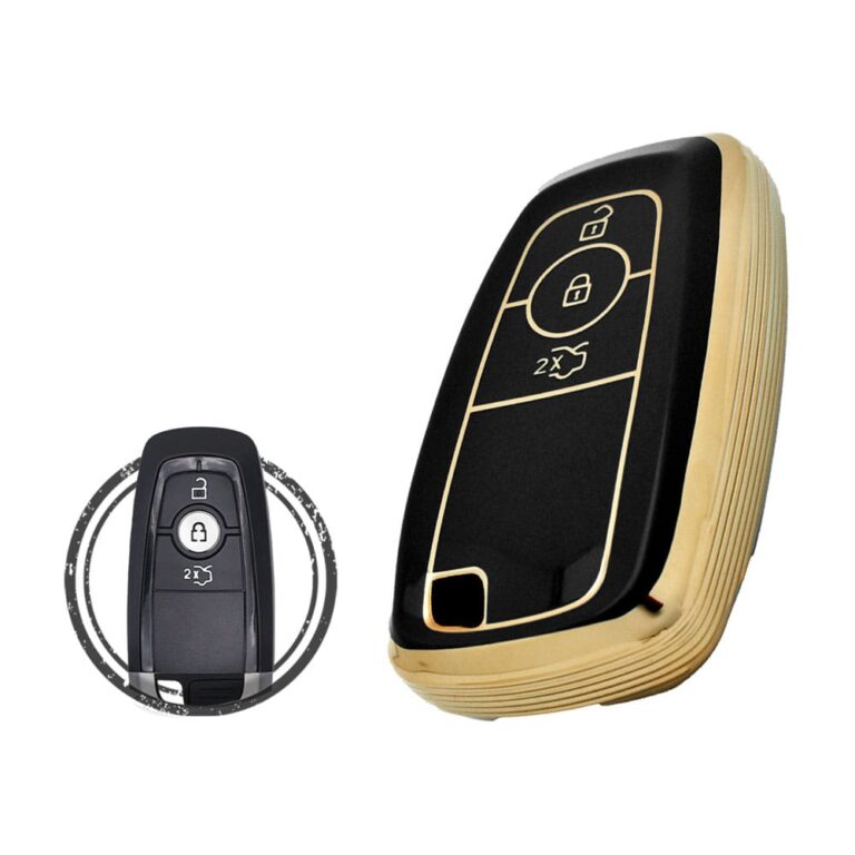 TPU Key Cover Case For Ford Edge S-Max Galaxy Smart Key Remote 3 Button BLACK GOLD Color