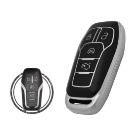 TPU Key Cover Case For Ford Explorer Smart Key Proximity Remote 4 Button Black Chrome Color