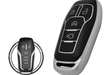TPU Key Cover Case For Ford Explorer Smart Key Proximity Remote 4 Button Black Chrome Color
