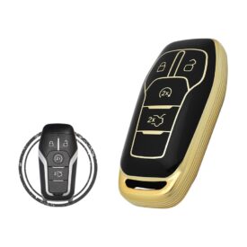 TPU Key Cover Case For Ford Explorer Smart Key Remote 4 Button BLACK GOLD Color