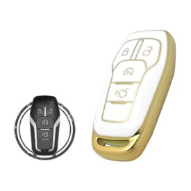 TPU Key Cover Case For Ford Explorer Smart Key Remote 4 Button WHITE GOLD Color