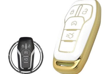 TPU Key Cover Case For Ford Explorer Smart Key Remote 4 Button WHITE GOLD Color