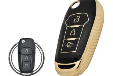 TPU Key Cover Case For Ford Mondeo Fiesta Fusion Flip Key Remote 3 Button BLACK GOLD Color