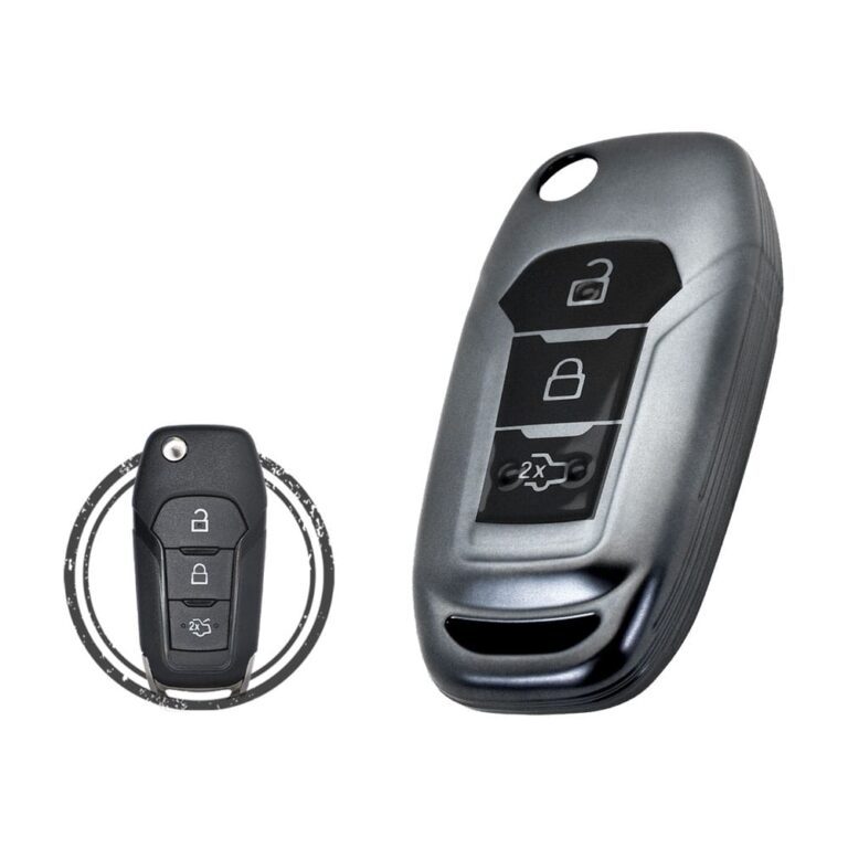 TPU Key Cover Case For Ford Mondeo Fiesta Fusion Flip Key Remote 3 Button BLACK Metal Color
