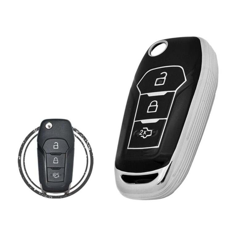 TPU Key Cover Case For Ford Mondeo Fiesta Fusion Flip Key Remote 3 Button Black Chrome Color