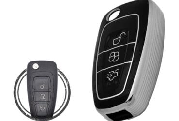 TPU Key Cover Case For Ford Focus Flip Key Remote 3 Button Black Chrome Color