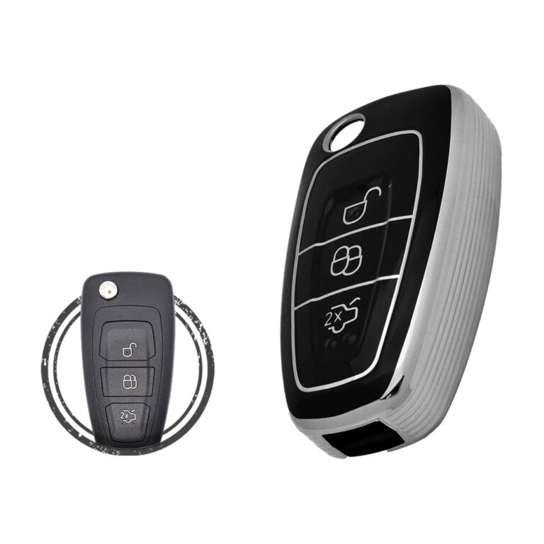 TPU Key Cover Case For Ford Focus Flip Key Remote 3 Button Black Chrome Color