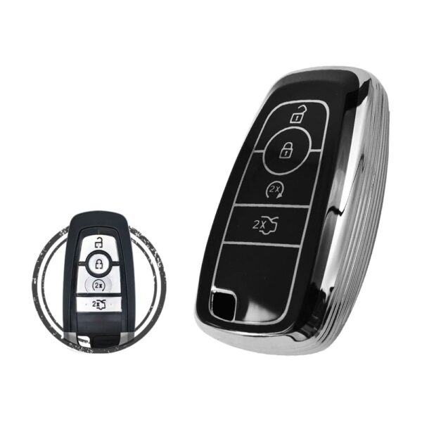 TPU Key Cover Case For Ford Mondeo Fusion Expedition Smart Key Remote 4 Button Black Chrome Color