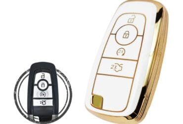 TPU Key Cover Case For Ford Mondeo Fusion Expedition Smart Key Remote 4 Button WHITE GOLD Color