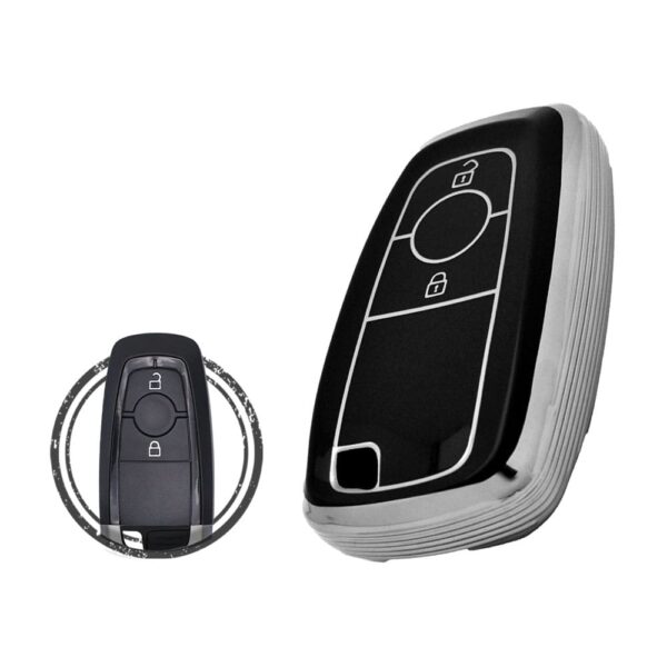 TPU Key Cover Case For Ford Ranger Ecosport Smart Key Proximity Remote 2 Button Black Chrome Color