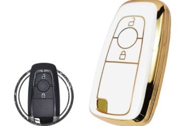 TPU Key Cover Case For Ford Ranger Ecosport Smart Key Remote 2 Button WHITE GOLD Color