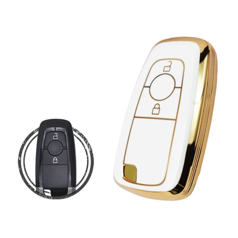 TPU Key Cover Case For Ford Ranger Ecosport Smart Key Remote 2 Button WHITE GOLD Color