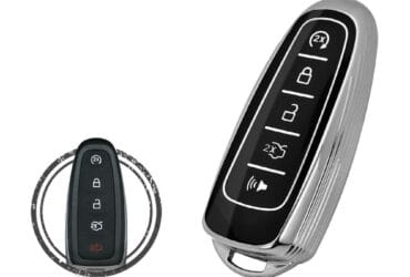 Coque en TPU pour clé intelligente à proximité Ford Taurus 5 boutons Couleur noir chrome