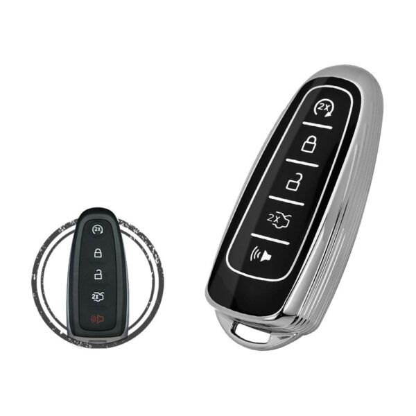 TPU Key Cover Case For Ford Taurus Smart Key Remote 5 Button Black Chrome Color