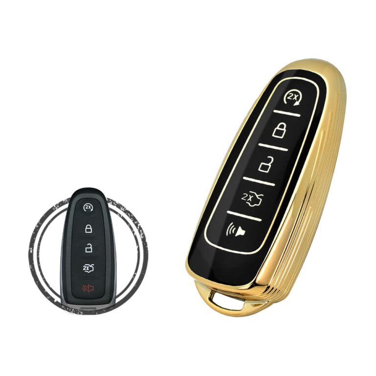 TPU Key Cover Case For Ford Taurus Smart Key Remote 5 Button BLACK GOLD Color