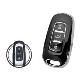 TPU Key Cover Case For GEELY Emgrand Smart Key Remote 3 Button Black Chrome Color