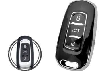 Coque en TPU pour clé intelligente GEELY Emgrand 3 boutons Couleur noir chrome