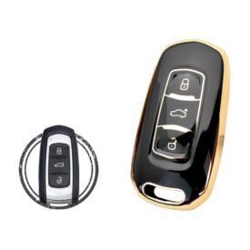 TPU Key Cover Case For GEELY Emgrand Smart Key Remote 3 Button BLACK GOLD Color