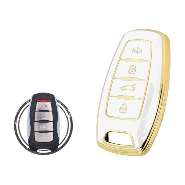 TPU Key Cover Case For Great Wall Haval JOLION H6 H2S H8 H9 Smart Key Remote 4 Button WHITE GOLD Color