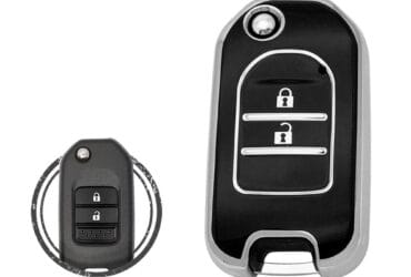 TPU Key Cover Case For Honda Flip Key Remote 2 Button Black Chrome Color
