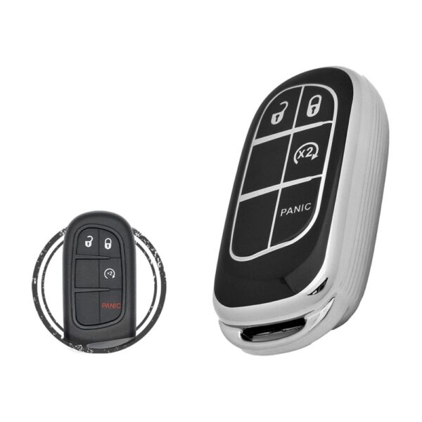 TPU Key Cover Case For Jeep Cherokee Smart Key Remote 4 Button Black Chrome Color