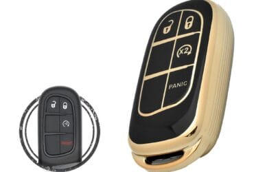 TPU Key Cover Case Protector For Jeep Cherokee Smart Key Remote 4 Button BLACK GOLD Color
