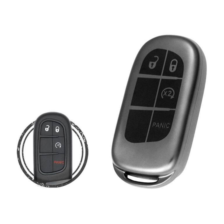 TPU Key Fob Cover Case For Jeep Cherokee Smart Key Remote 4 Button BLACK Metal Color