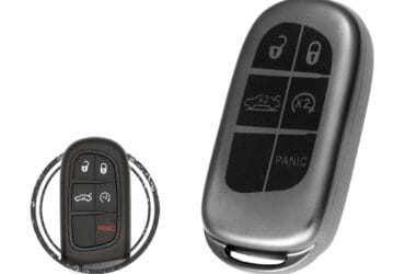 TPU Key Fob Cover Case For Jeep Dodge Chrysler Smart Key Remote 5 Button BLACK Metal Color