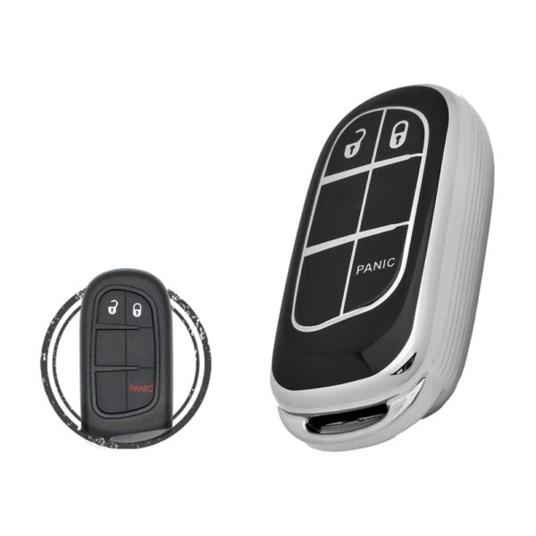 TPU Key Cover Case For Jeep Renegade Smart Key Remote 3 Button Black Chrome Color