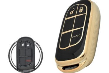 TPU Key Cover Case Protector For Jeep Renegade Smart Key Remote 3 Button BLACK GOLD Color