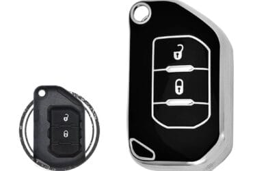 Coque en TPU pour clé pliante intelligente Jeep Wrangler Gladiator 2 boutons Couleur noir chrome