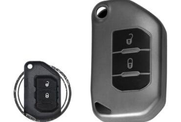 TPU Key Fob Cover Case For Jeep Wrangler Gladiator Smart Flip Key Remote 2 Button BLACK Metal Color