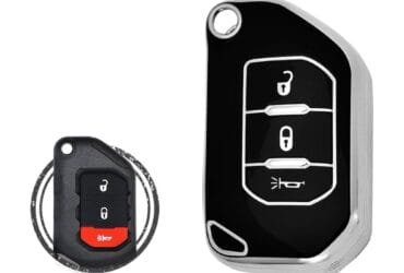 TPU Key Cover Case For Jeep Wrangler Gladiator Smart Flip Key Remote 3 Button Black Chrome Color