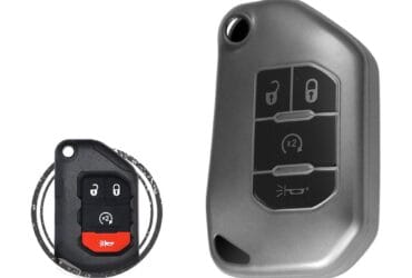 TPU Key Fob Cover Case For Jeep Wrangler Gladiator Smart Flip Key Remote 4 Button BLACK Metal Color
