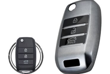TPU Key Fob Cover Case For KIA Cerato Sportage Rio Carens Flip Key Remote 3 Button BLACK Metal Color