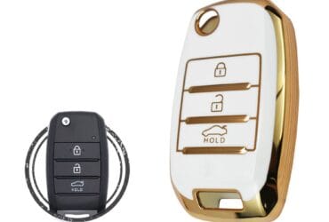 TPU Key Cover Case For KIA Cerato Sportage Rio Carens Flip Key Remote 3 Button WHITE GOLD Color