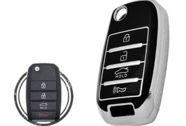 TPU Key Cover Case For KIA Soul Rio Sorento Optima Flip Key Remote 4 Button Black Chrome Color